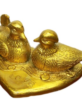 纯铜家居客厅工艺品结婚订婚礼物情人节爱心摆件鸳鸯戏水婚房装饰