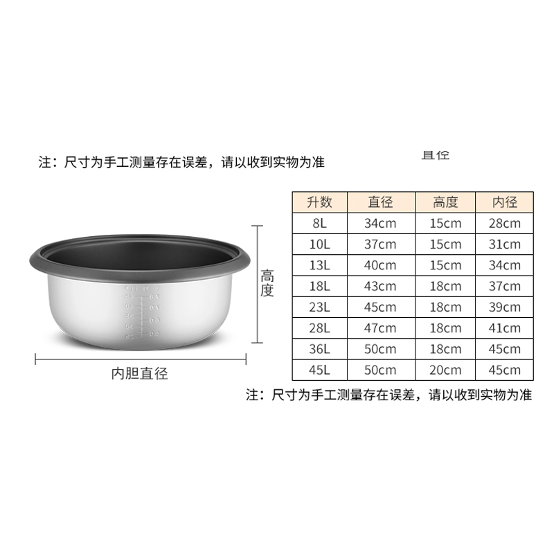 商用大容量电饭锅内胆不粘锅8-10-13-18-23-28-36-45L