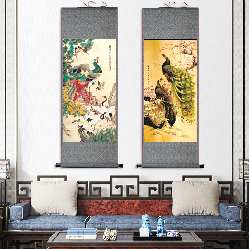 马到成功花鸟国画卷轴字画丝绸壁画名家挂画办公室卷轴画奔马卷轴