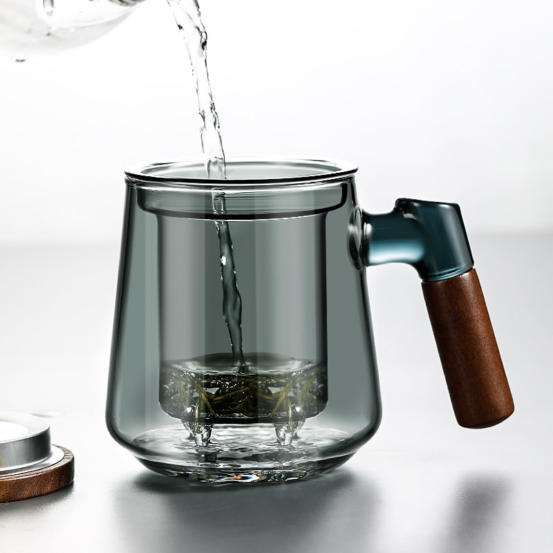 玻璃泡茶杯茶水分离耐高温水杯男士办公室个人日式家用茶道杯子