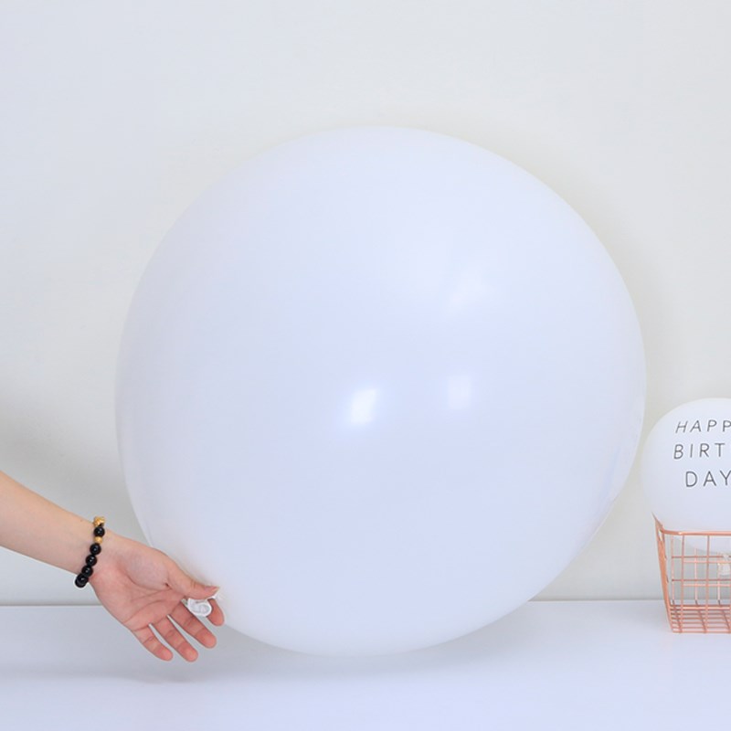 18寸加厚气球公园户外儿童拍照道具婚礼大汽球白色圆形36寸地爆球