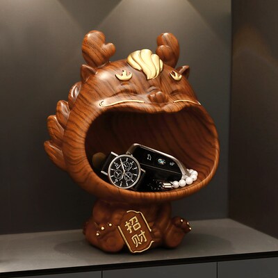 新中式木质纹理高级感摆件高档实木装修客厅电视柜玄关工艺品装饰