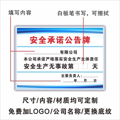 安全生产检查上墙制度牌生产单位主体责任安全承诺公告牌上墙定制