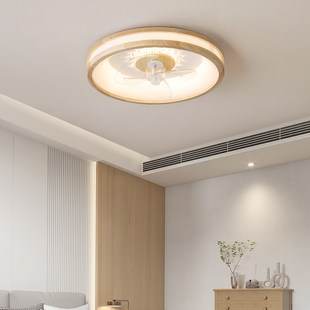 风扇灯北欧实木吸顶灯日式 餐厅灯卧室房间家用隐形静音电扇灯 风格
