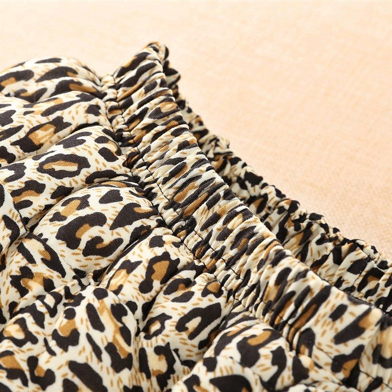 纯手工棉花棉裤女装冬季加厚保暖奶奶高腰老年人宽松豹纹花色长裤