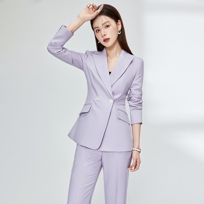 紫色休闲西装套装女高级感职业正装时尚气质女神范工作服西服外套