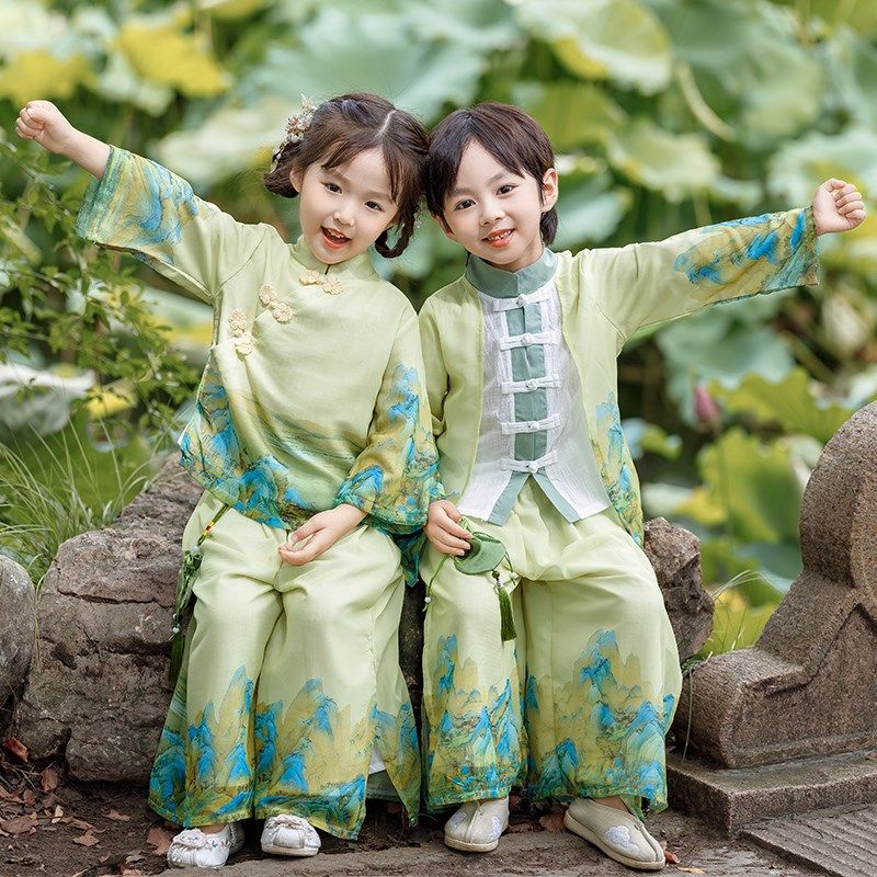 汉服儿童春秋国学服套装六一幼儿园演出服中国风唐装上春山表演服,童装/婴儿装/亲子装,汉服,淘宝优惠券,粉丝福利购,淘宝优惠卷