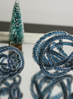 玻璃麻团创意小摆件家居装饰手工艺品 角几酒柜琉璃水晶打结饰品