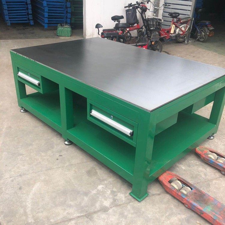 重型钳工工作台水磨钢板桌面模具维修桌飞模省模工作台虎钳装配台