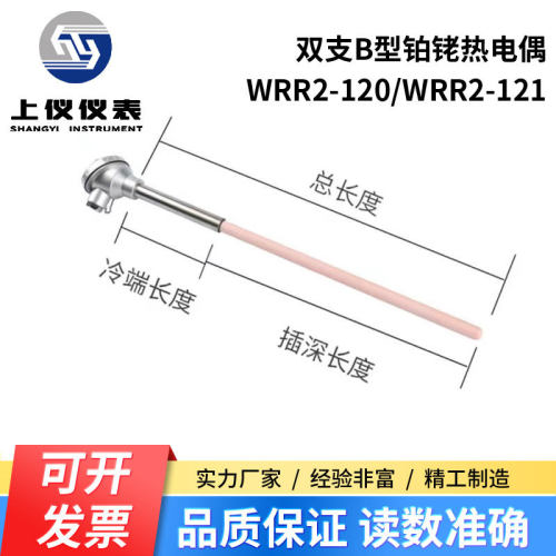 合肥上仪B型双支铂铑热电偶WRR2-120 121刚玉1600度温度传感器B型