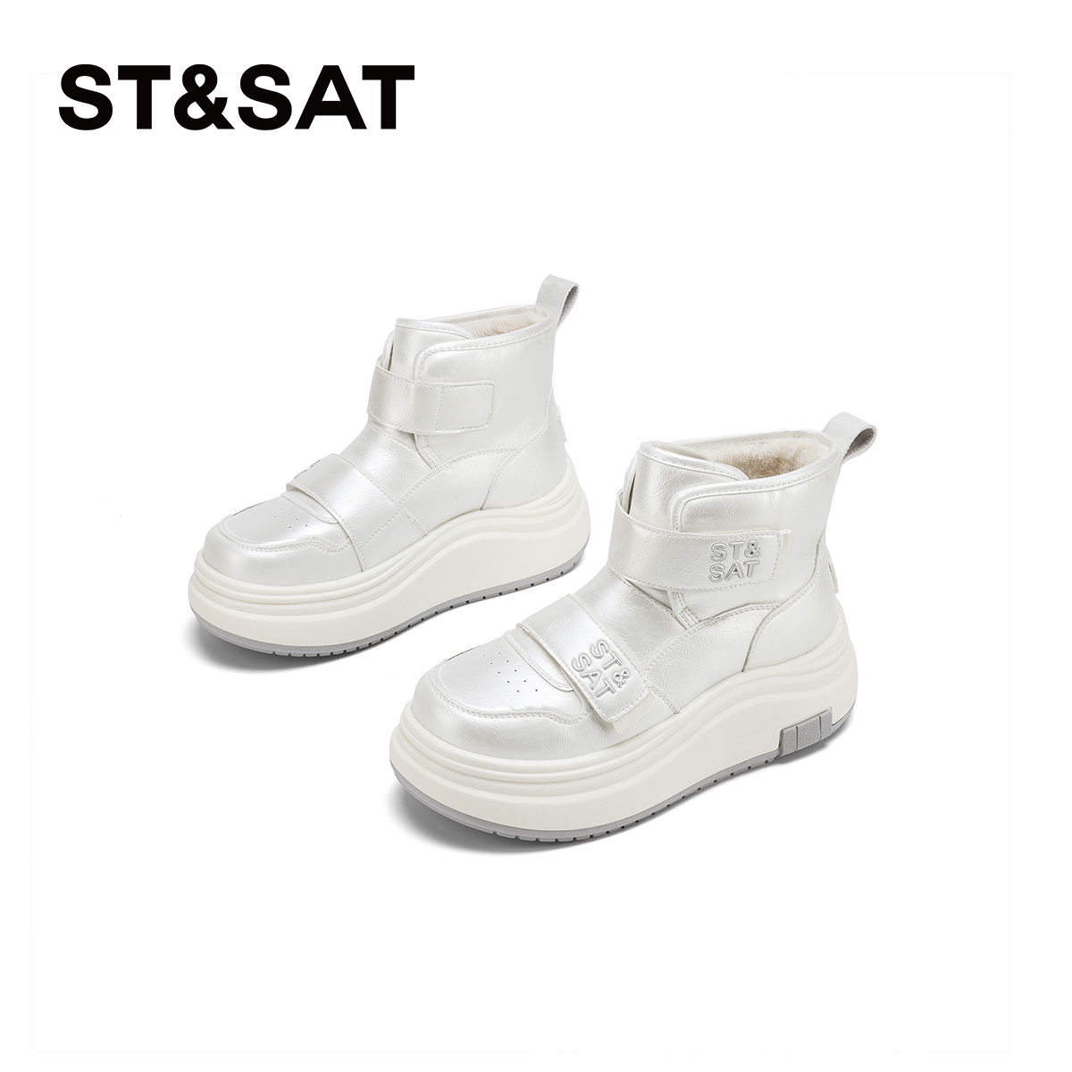 星期六白色雪地靴女款2025冬季