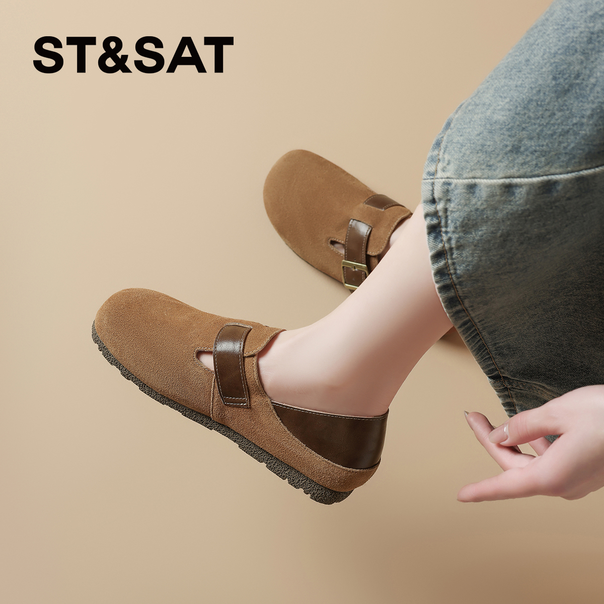 星期六勃肯鞋女懒人两穿平底软底