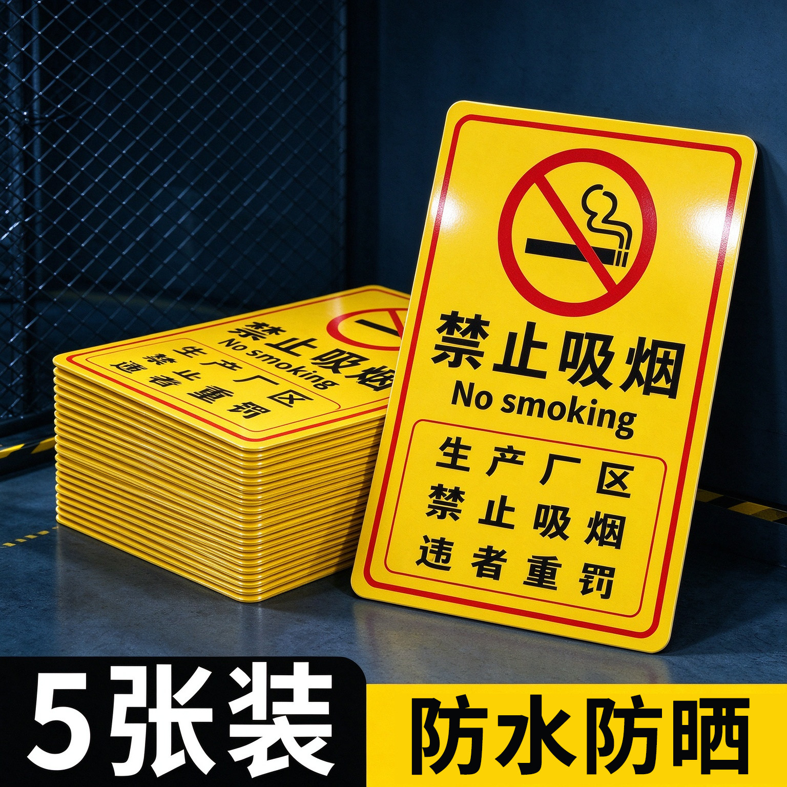 生产厂区禁止吸烟违者重罚警示牌