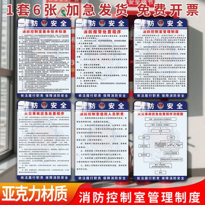 消防控制室管理制度牌【亚克力】