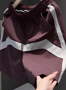 夏季薄款大口袋速干五分裤男士潮牌宽松休闲中裤时尚帅气运动短裤