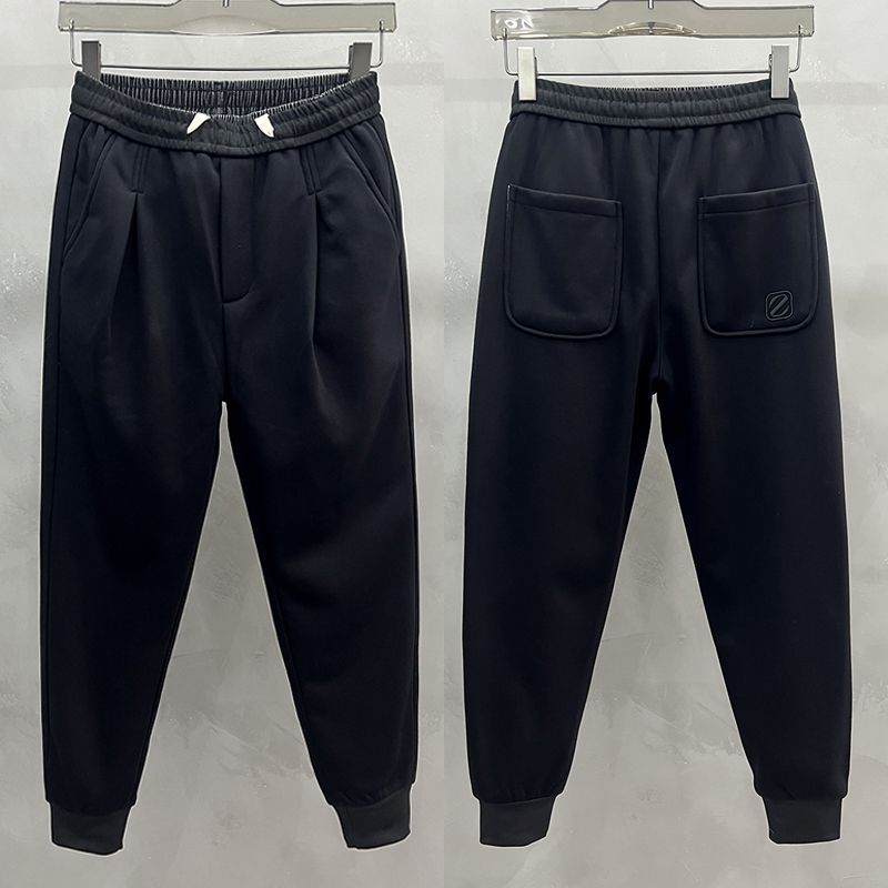 大码男装裤子韩版灯芯绒男士秋冬束脚裤子厚款休闲九分裤束脚裤男