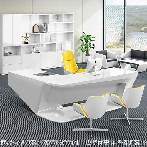 创意烤漆老板桌简约现代L型 大班台时尚经理主管总裁办公桌椅组合