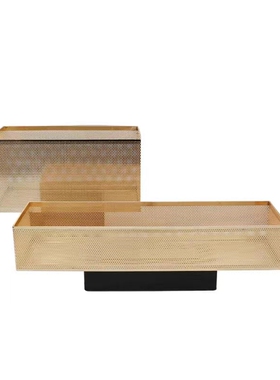 现代金属长方形网格器客厅样板间售楼处酒店家居软装