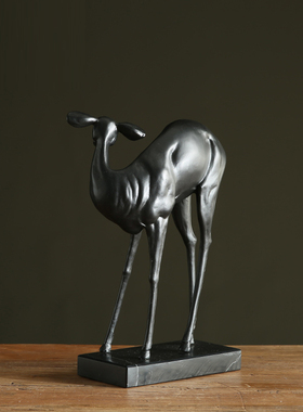 黑色金属铁艺装饰鹿工艺品 欧式复古家居饰品样板间书房