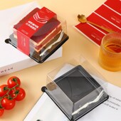 黑森林包装 盒咸奶油红丝绒黑底正方形西点盒防雾加厚盒子