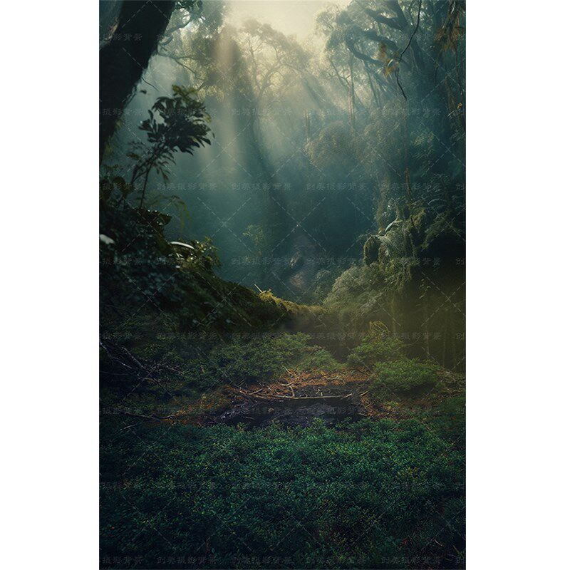 影楼婚纱精灵油画复古拍照写真布仿实景童话森林油画风摄影背景纸