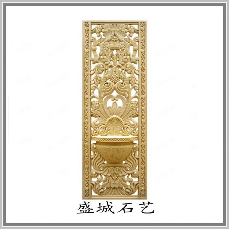 砂岩聚宝盆浮雕壁画沙岩铁镂空艺术背景墙雕塑形象楼装饰屏风