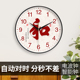 静音电波挂钟福字年年余装 时钟表 饰客厅挂墙时尚