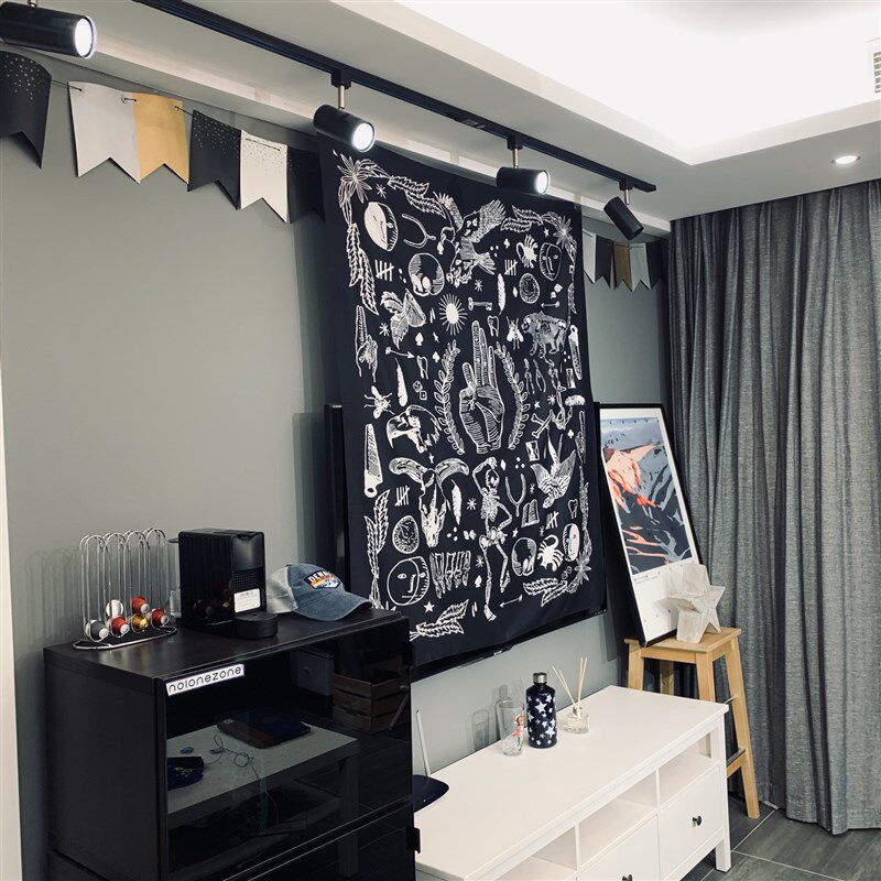 黑手指挂布寝室宿舍房间客厅卧室黑白装饰个性炫酷挂画背景布