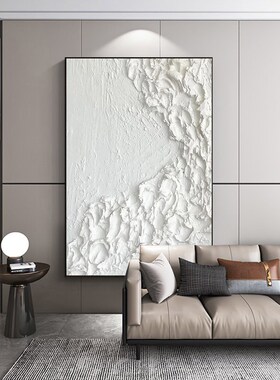 玄关装饰画纯手绘油画踏浪肌理纯白客厅背景墙抽象挂画画