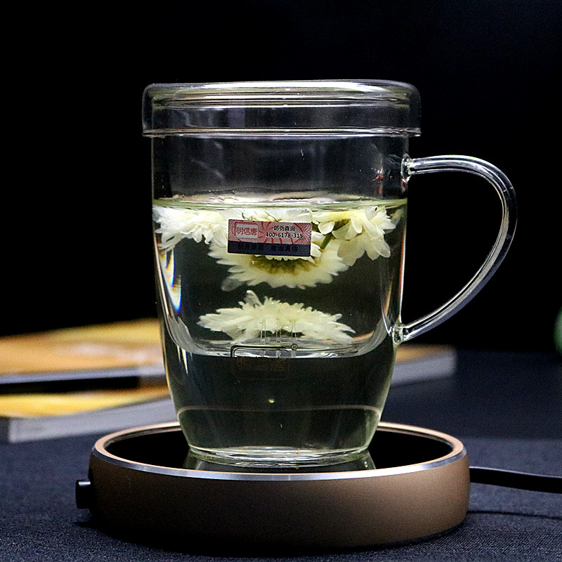 硼硅全杯过水杯耐热茶杯件杯带盖同心杯办公杯