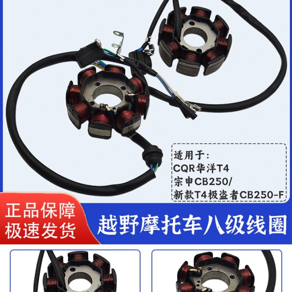 CQR华洋卒玛白板机CB250 新款T4极盗者3宗申大头机CB250F磁钢线圈