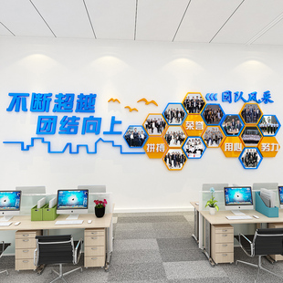 员工风采团队照片展示办公室立体励志创意标语企业布置