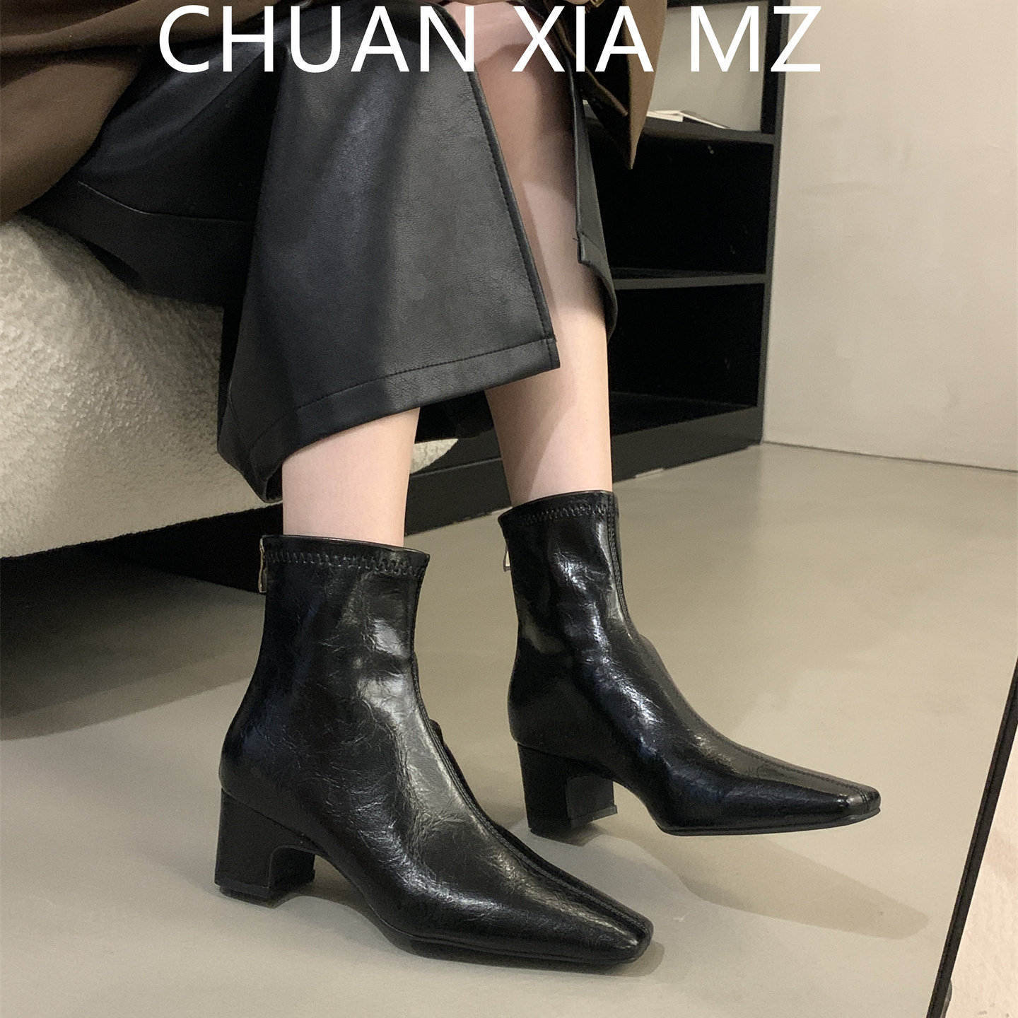 羊皮版~时装靴欧美春秋短