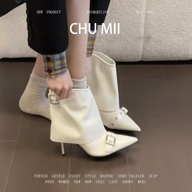 羊皮版~复古尖头细跟裤管