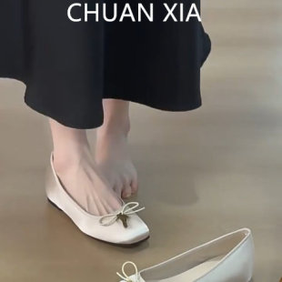 羊皮版 女真皮内增高单鞋 甜美蝴蝶结软底瓢鞋 温柔风方头玛丽珍鞋