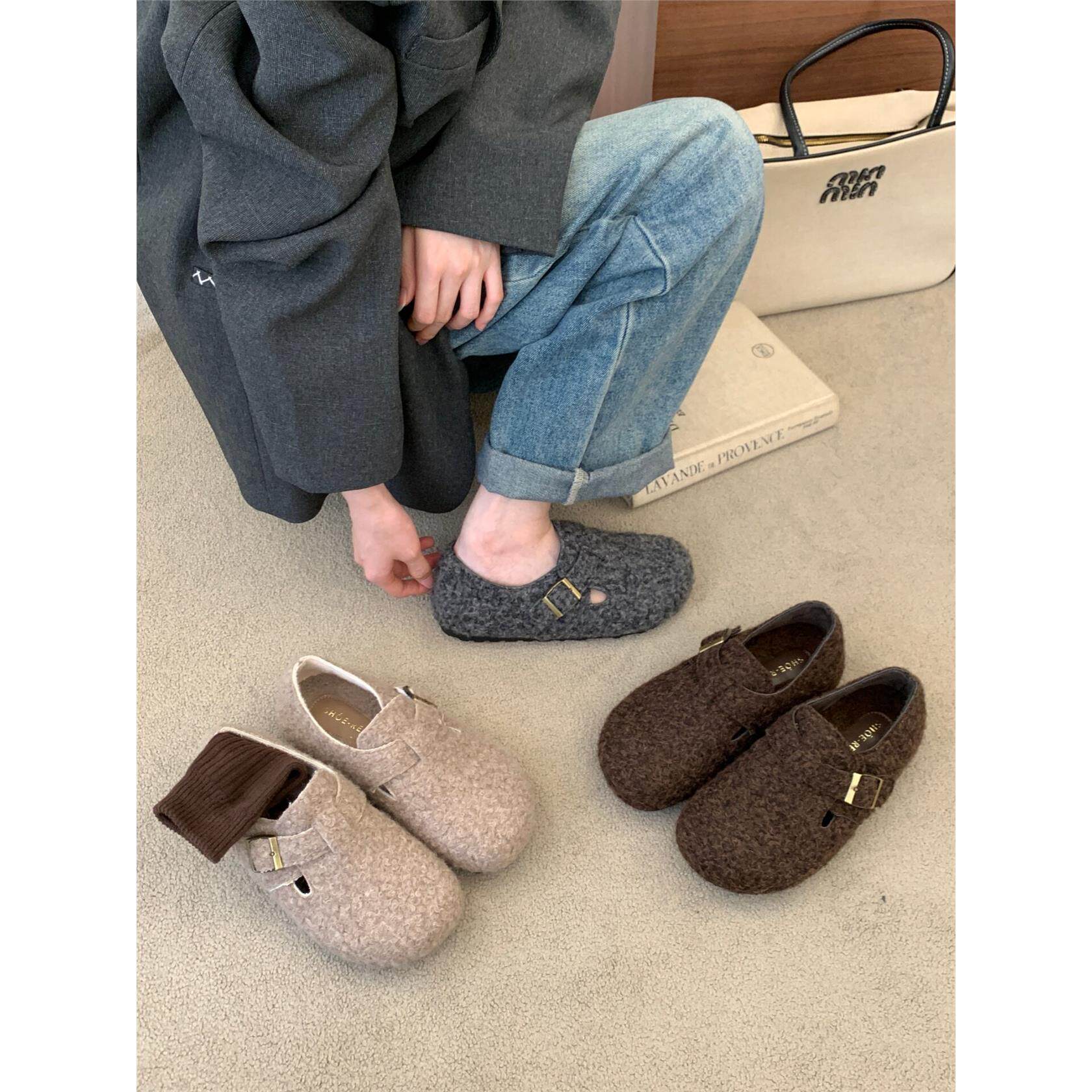 SHOE-REN毛绒勃肯鞋女秋