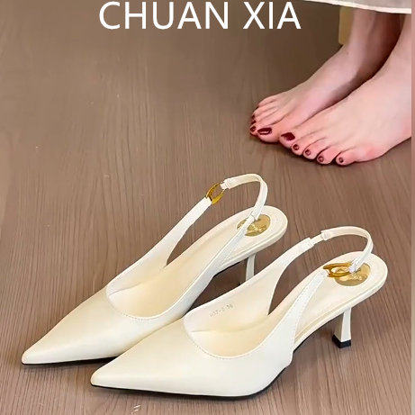 羊皮版~法式优雅细跟高跟鞋女通勤极简风尖头凉鞋气质配裙子单鞋,女鞋,浅口单鞋,淘宝优惠券,粉丝福利购,淘宝优惠卷