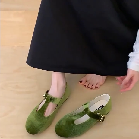 羊皮版！法式绒面平底单