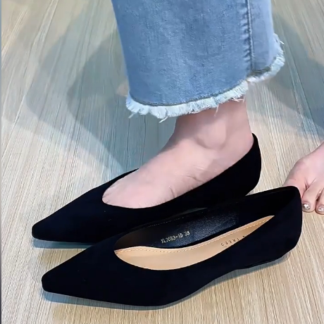 羊皮版！尖头简约风粗跟单鞋女一脚蹬不累脚玛丽珍鞋通勤百搭瓢鞋