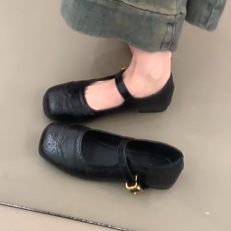 羊皮版！复古真皮单鞋配裙子通勤百搭平底玛丽珍鞋女方头浅口瓢鞋,女鞋,浅口单鞋,淘宝优惠券,粉丝福利购,淘宝优惠卷