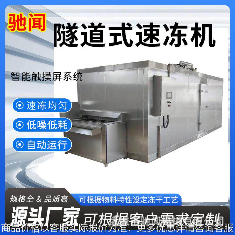 炸串隧道式速冻机 不锈钢全自动速冻设备 小龙虾烤串肉串速冻机