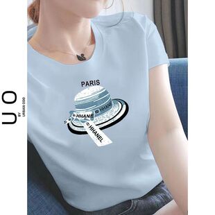 纯棉女士短袖T恤女夏装新款通勤大码洋气百搭时尚韩版上衣服女ins