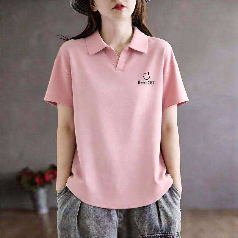 纯棉女士短袖POLO衫翻领夏季