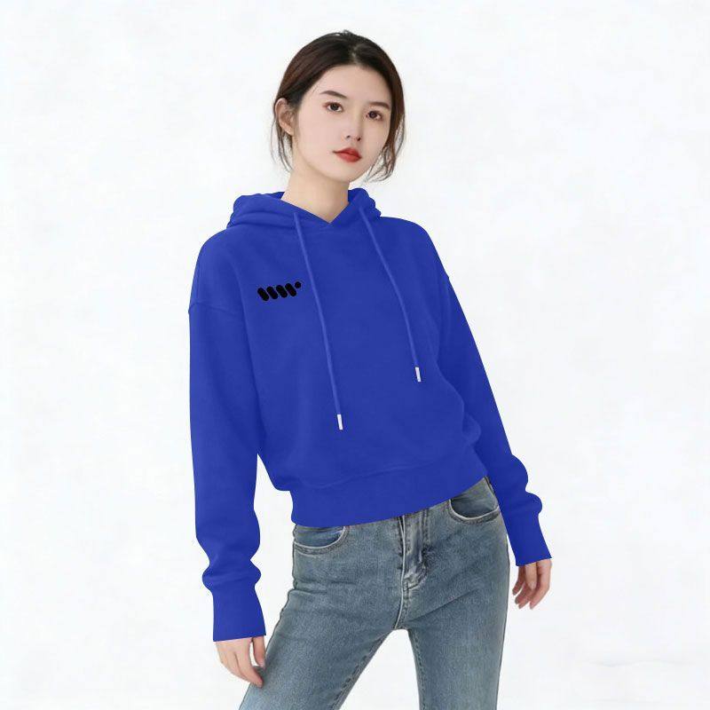 加绒加厚纯棉短款长袖卫衣女秋冬新款小个子大码设计感连帽上衣服