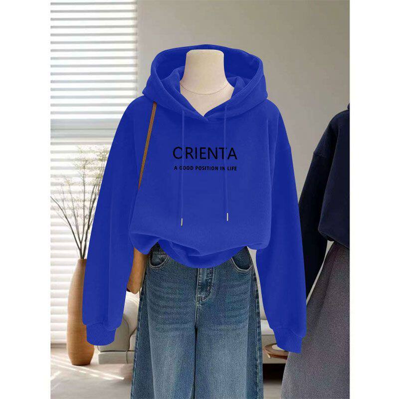 小个子纯棉休闲长袖卫衣秋冬爆款大码连帽短款韩版加绒加厚上衣女