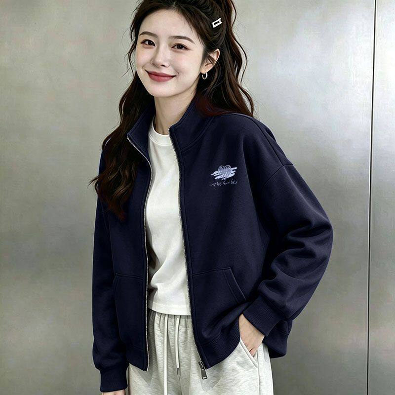 2026秋纯棉开衫宽松大码卫衣女