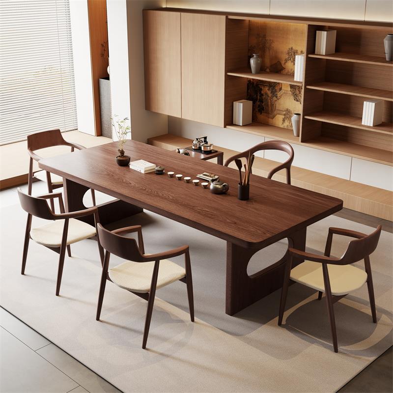 新中式实木大板茶桌椅组合茶台茶室茶几办公室现代简约禅意泡茶桌