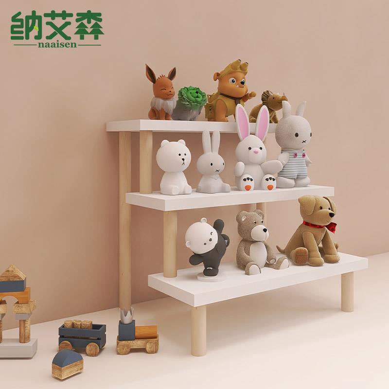 桌面模型阶梯式置物架台阶式作品展示架双层梯形盲盒摆件架子