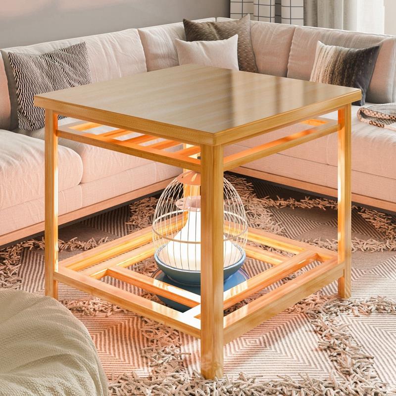 可折叠烤火桌子家用冬季多功能取暖桌餐桌简易正方形实木烤火架子