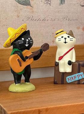 娱乐生活治愈摆件 可爱猫咪桌面氛围感公仔 店面文艺背景墙装饰品